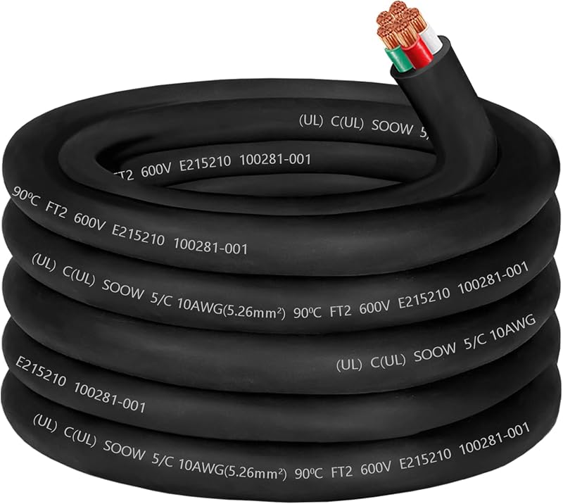 Cable SOOW 10 AWG 5 conductores para generador NEMA 14-30