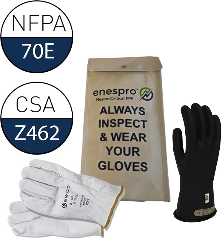 Kit guantes aislantes goma negra clase 00 500V CA
