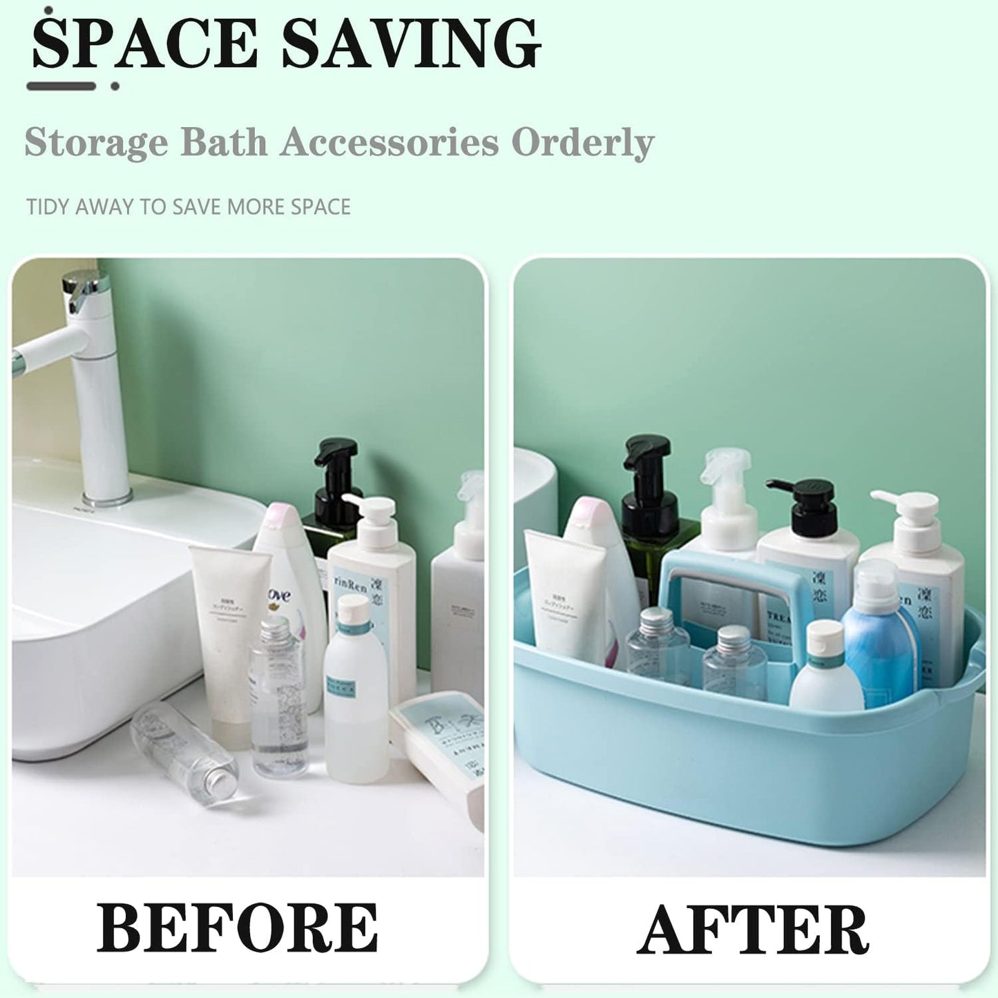 Organiz. plástico para limpieza con asa color azul