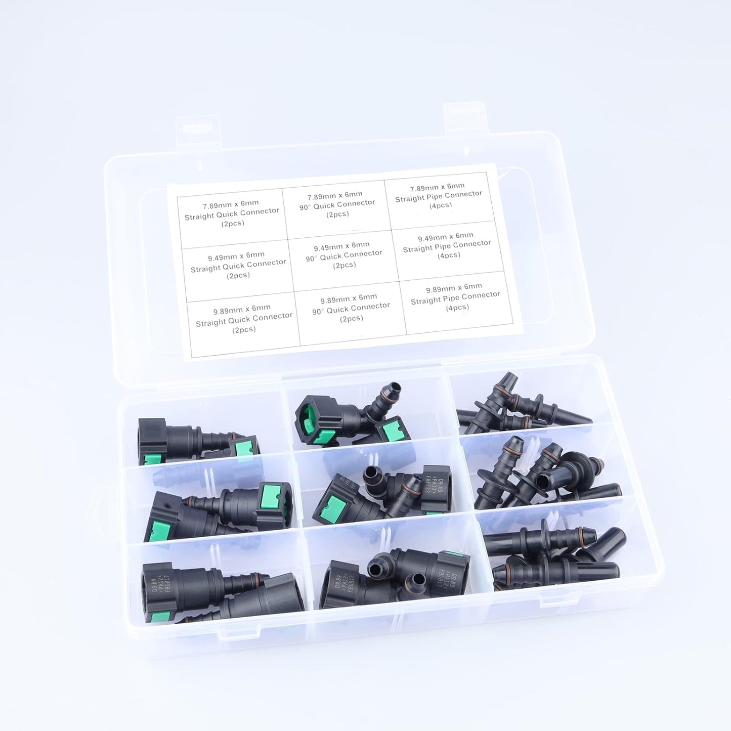 Kit 24 Pzas Conectores Combustible SAE 7.89-9.89mm a 6mm