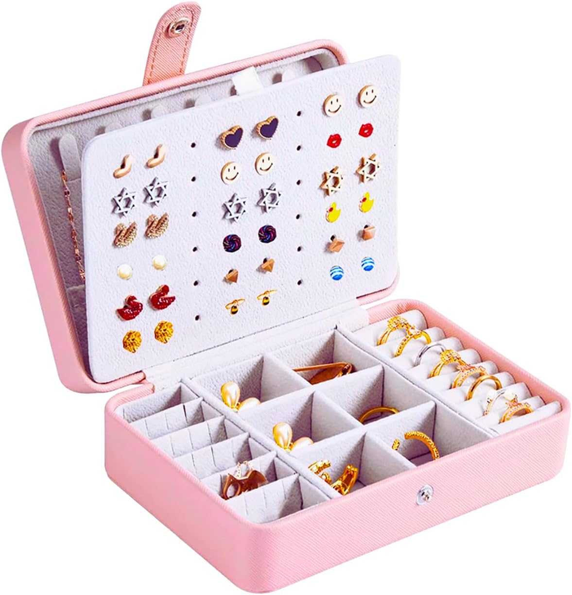 Estuche joyas portátil 68 agujeros para aretes anillos