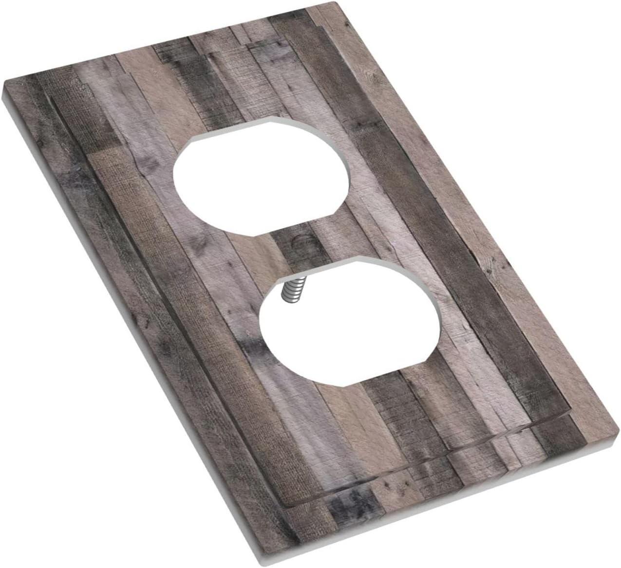 Cubiertas tomacorriente madera gris rústica estilo granja