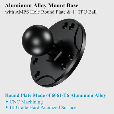 Base bola 1pulg aluminio placa redonda comp soporte ram b