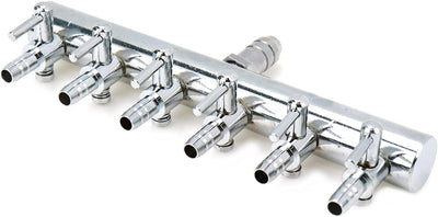 Divisor flujo aire Acuario acero inox 6 vías palanca