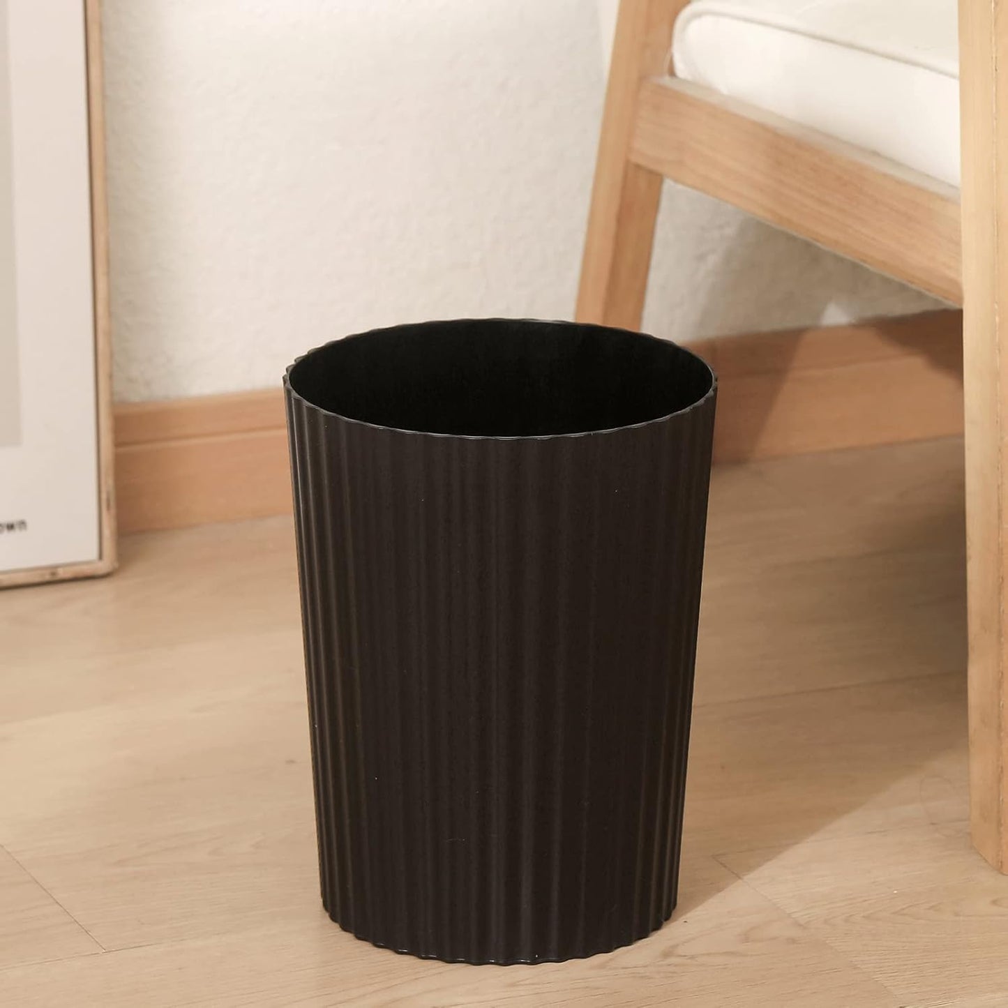 Cubo basura plástico redondo para baño cocina oficina 2 pzas negro