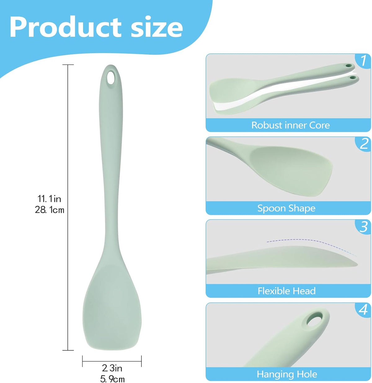 Set 4 cucharas silicona espátulas antiadherentes hornear cocinar