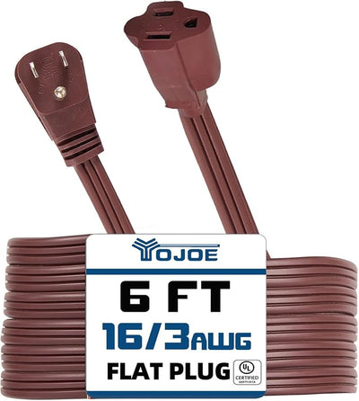 Cable extensión 6ft 3 clavijas 13a enchufe plano marrón
