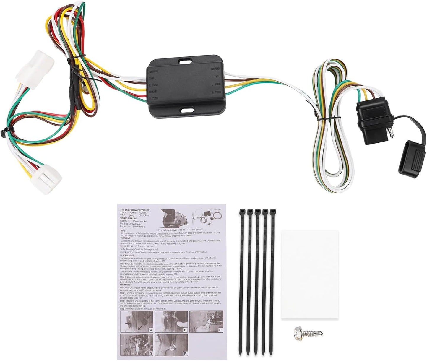 Arnés cableado remolque 4 pines Jeep Cherokee 97-01