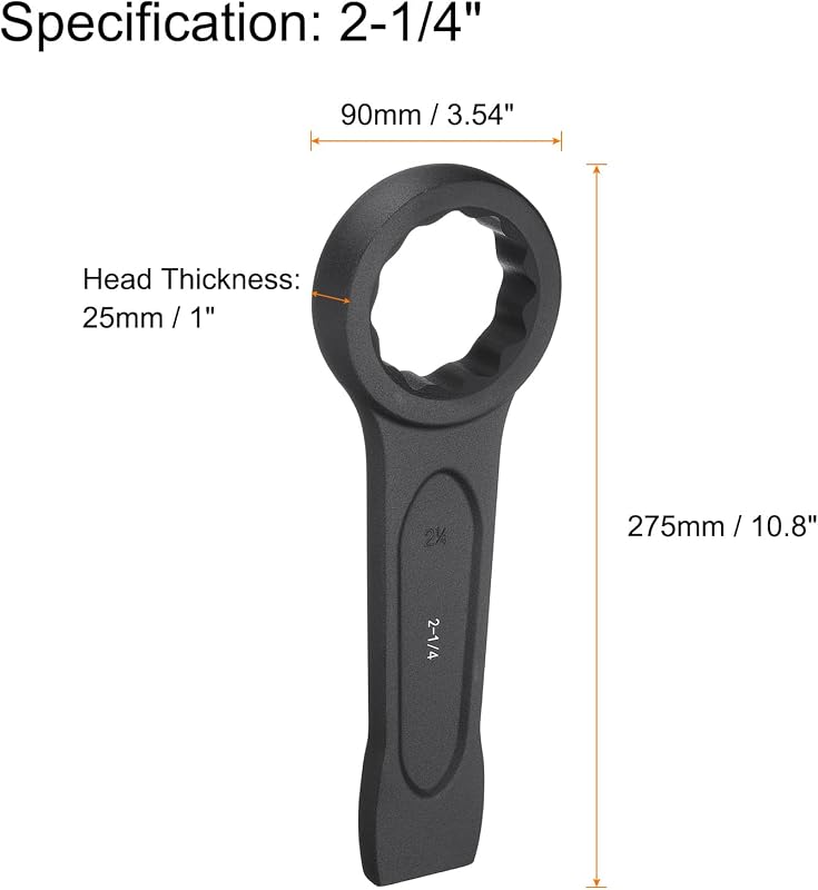 Llave de golpeo plana 12 puntos mango recto