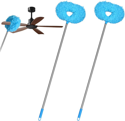 Limpiador ventilador techo poste extensible 13-49.7pulg azul set 2