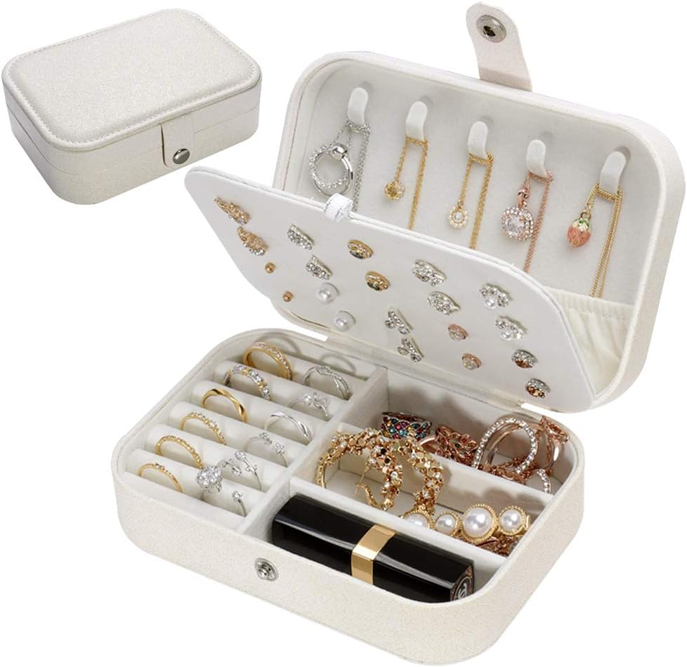 Organiz. joyas viaje doble capa para mujer blanco