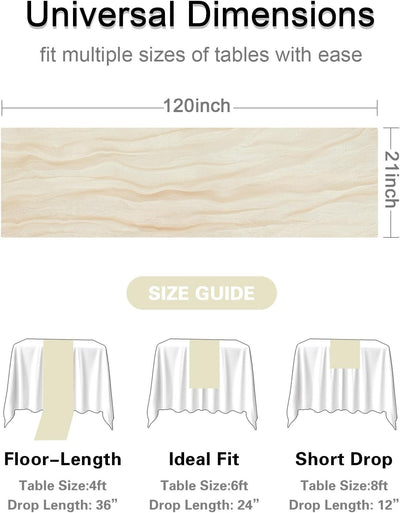 2 Caminos Mesa Tela Beige 120pulg Boda Fiesta