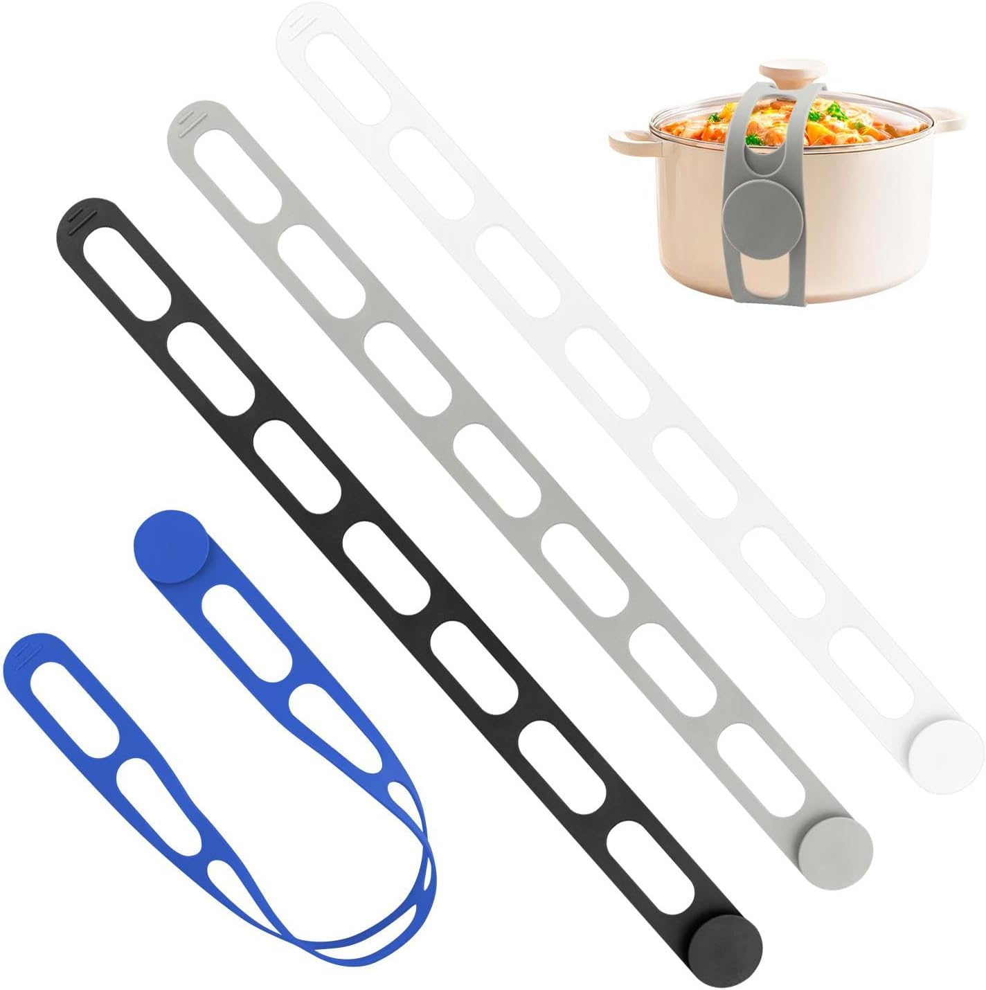4 Pzas Correas Silicona Ajustables 21pulg para Tapa Olla Bento Yoga