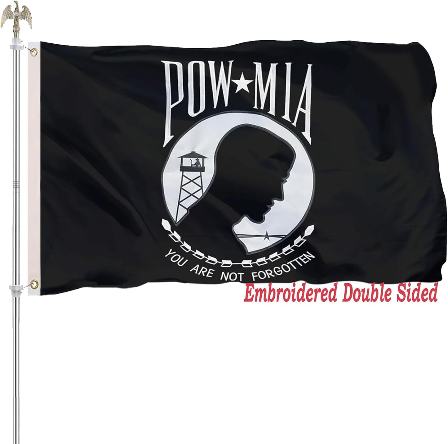 Banderas bordadas Pow MIA 3x5 resistente nailon