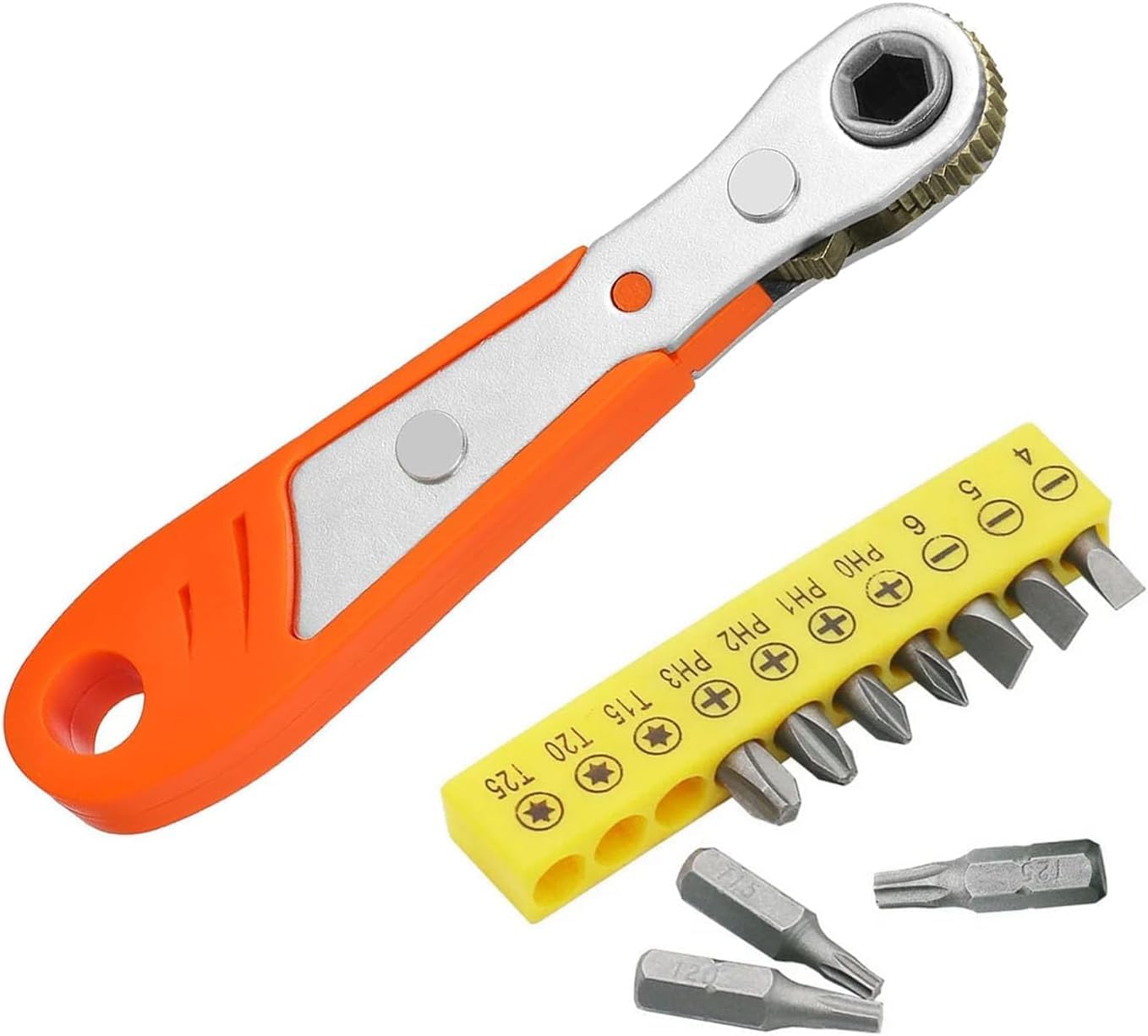 Llave trinquete mini 1/4pulg con 10 puntas magnéticas