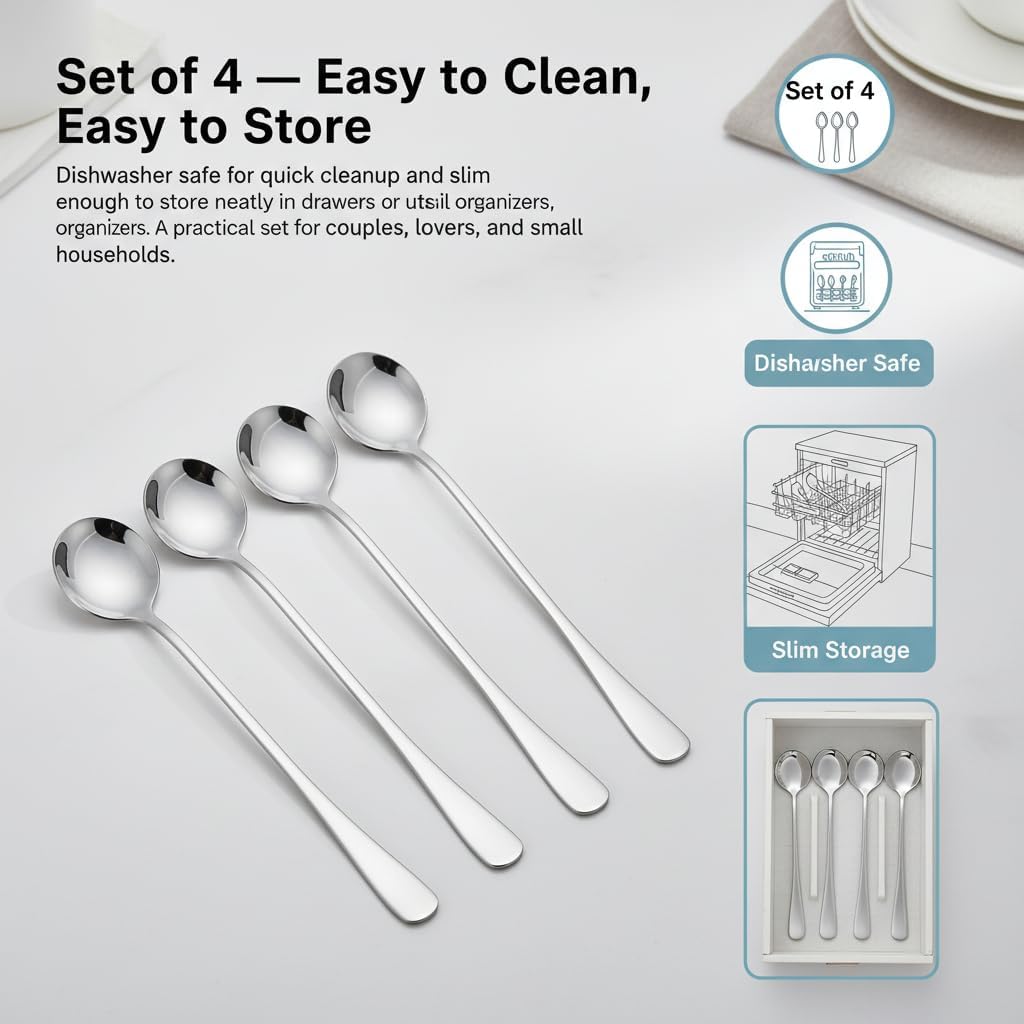 Set 4 Cucharas Acero Inox Demitasse Café Té Yogur