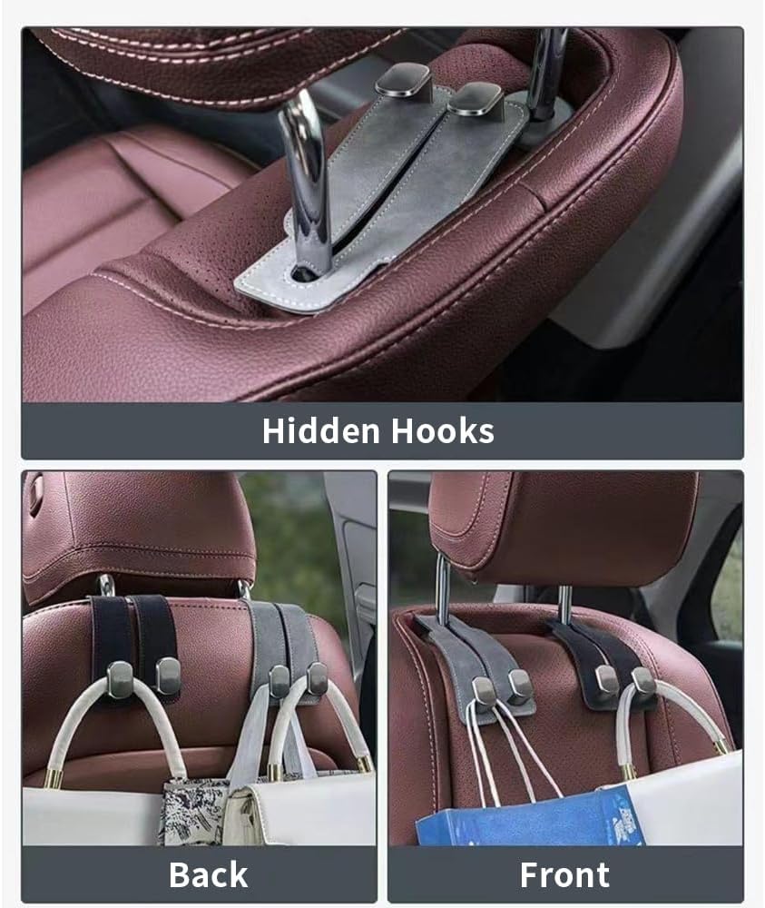 Ganchos reposacabezas asiento auto set 2 gamuza negro