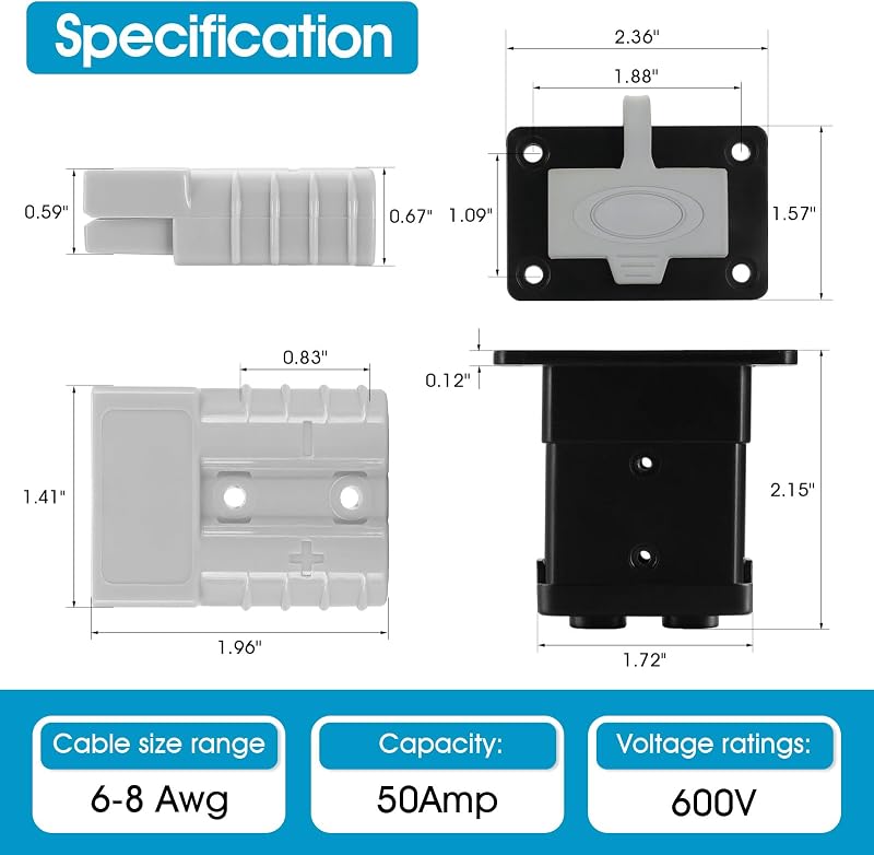 Kit conexión rápida batería 50A 4 Pzas enchufe 6-8AWG coche