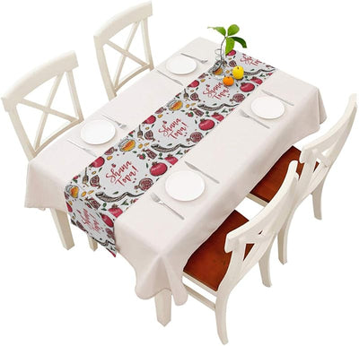 Camino mesa Rosh Hashanah 14x72pulg algodón lino decoración