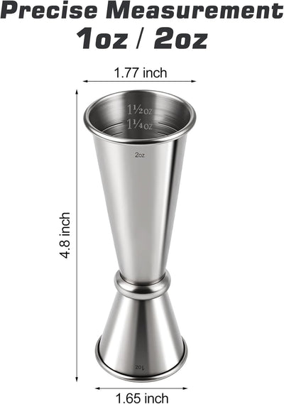 Paquete de 2 jiggers de acero inoxidable estilo japonés para bartending