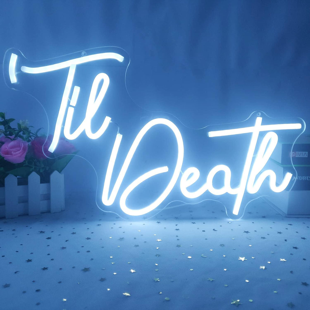 Letrero neón Til Death regulable para fiesta boda