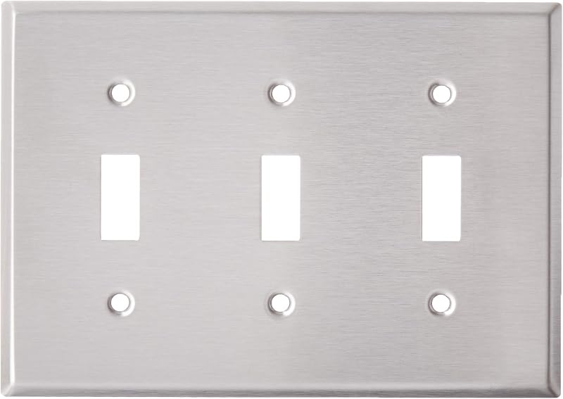 Placa pared interruptor palanca 3 segmentos acero inox