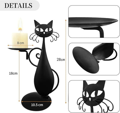 Portavelas gato negro velas led estilo granja decoración hogar
