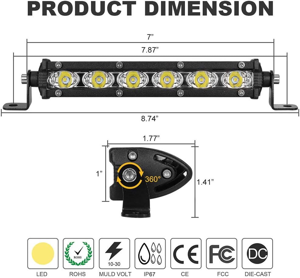 2 Focos Led 7pulg 60W 10000lm Impermeables para Camiones ATV