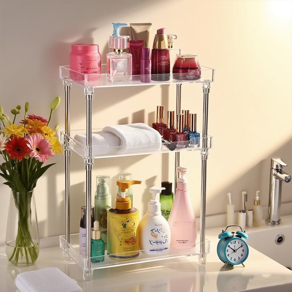 Organiz. baño 3 niveles acrílico transparente