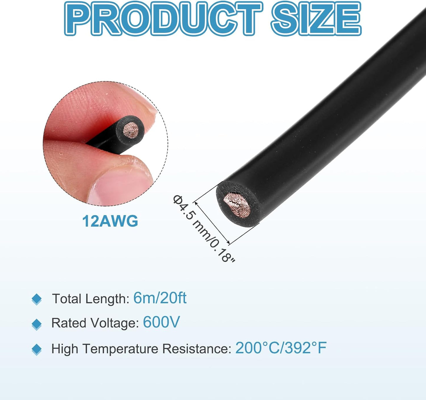 Cable silicona flexible 12awg 6m/20ft cobre estañado alta