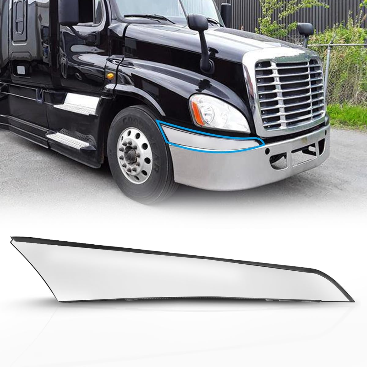 Aplique esquina parachoques conductor Freightliner 08-17