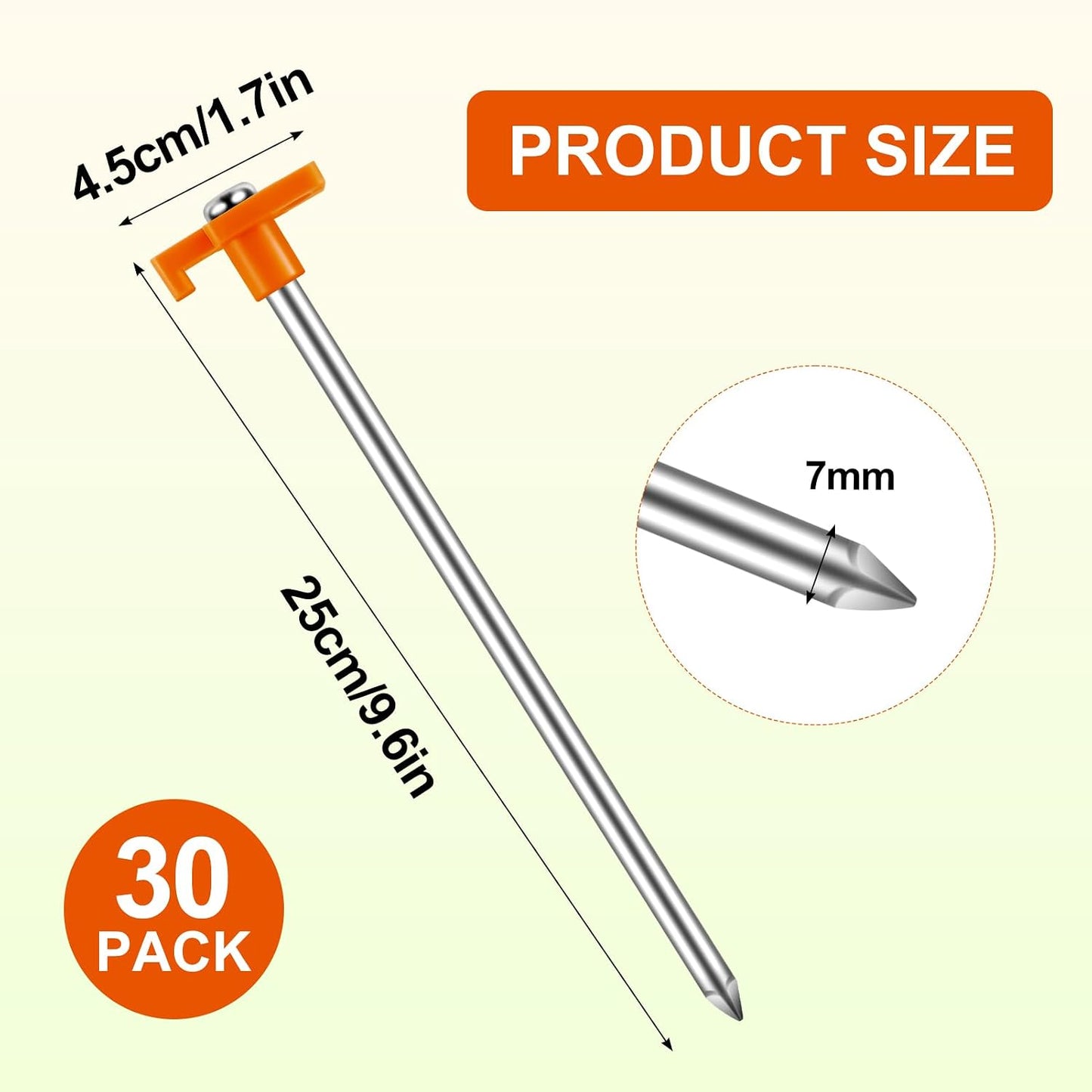 30 Estacas Tienda Resistentes 9.6" Metal Antioxidante