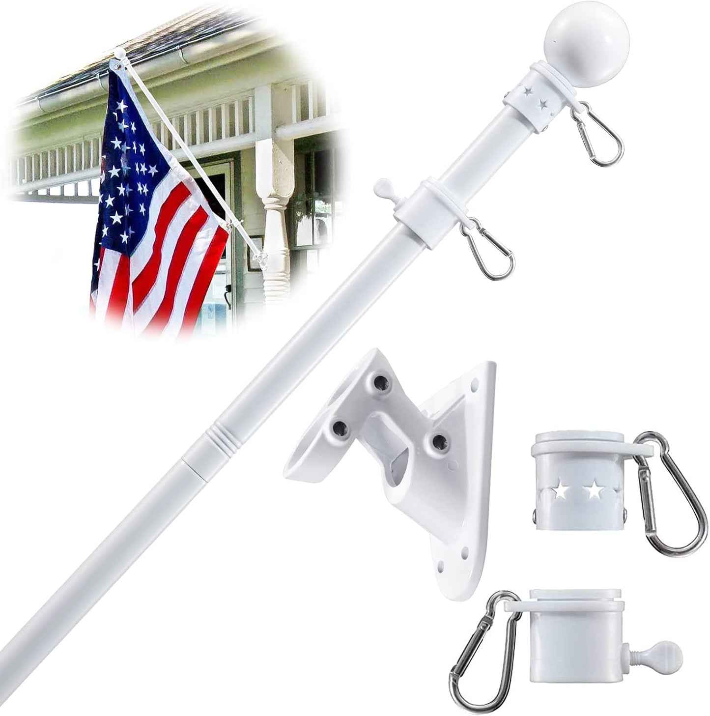 Mástil bandera 6ft acero inox soporte con clips