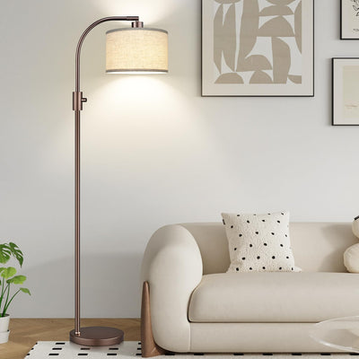Lámpara pie arco marrón pantalla lino 1200 lúmenes led