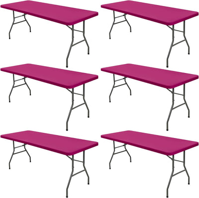 6 Manteles Elásticos para Mesa Picnic 30x72" Rosa Fuerte