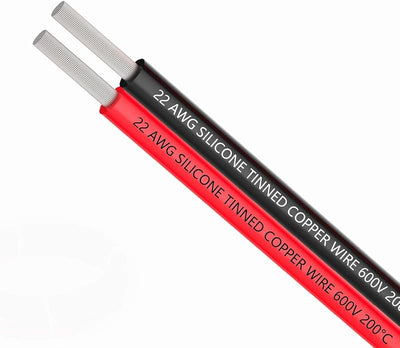 Cable silicona 22awg 30pies negro y rojo 2 conductores paralelos