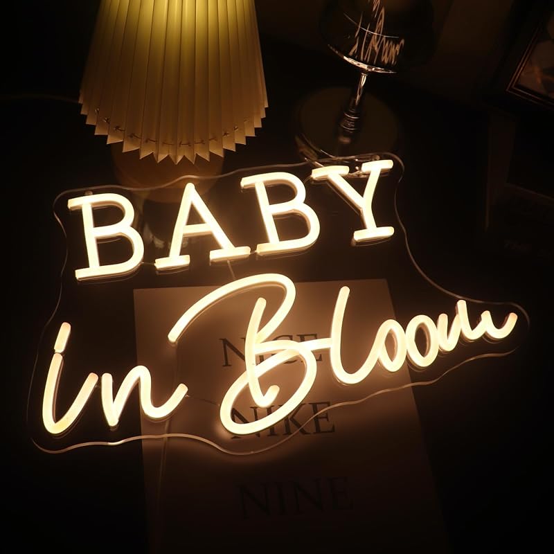 Letrero neón LED baby shower niños niñas blanco cálido