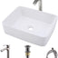 Fregadero blanco baño 16x12 con grifo y drenaje