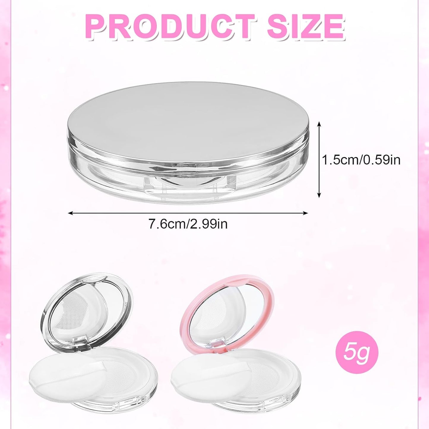 Recipiente polvo vacío con soplo 0.3-0.7oz reutilizable viaje