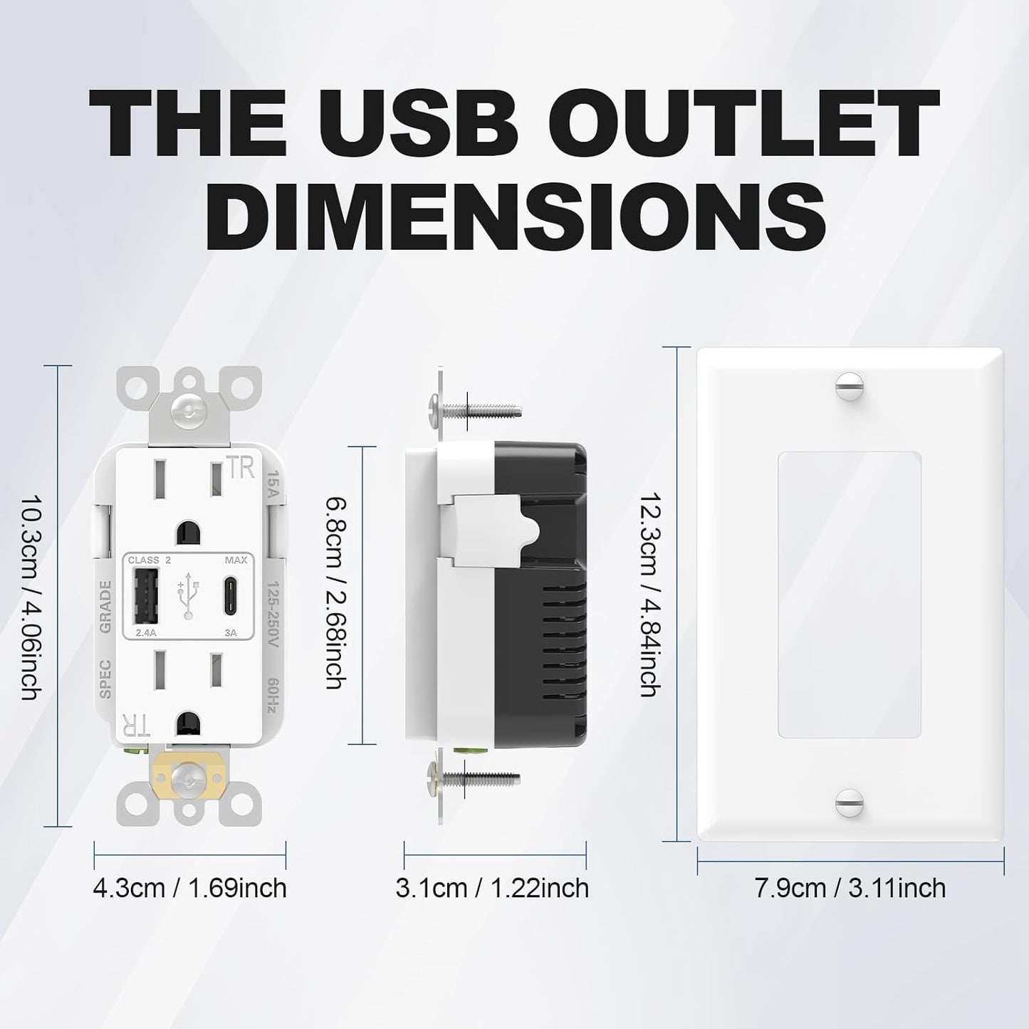 Toma corriente USB-C 21W con puertos A y C resistente