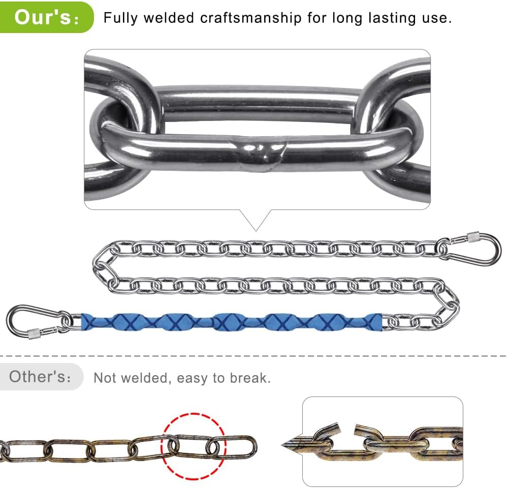 4 Cadenas Acero Inox 85" con Ganchos 1000lb para Hamaca