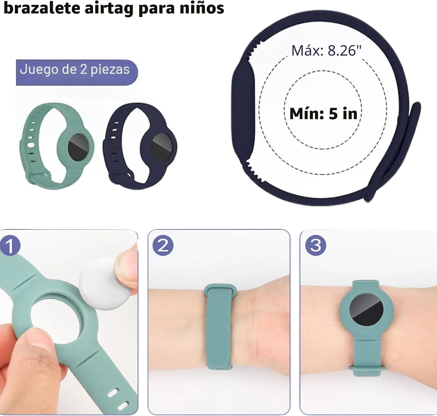 Pulsera Airtag para Niños Ajustable Set 2