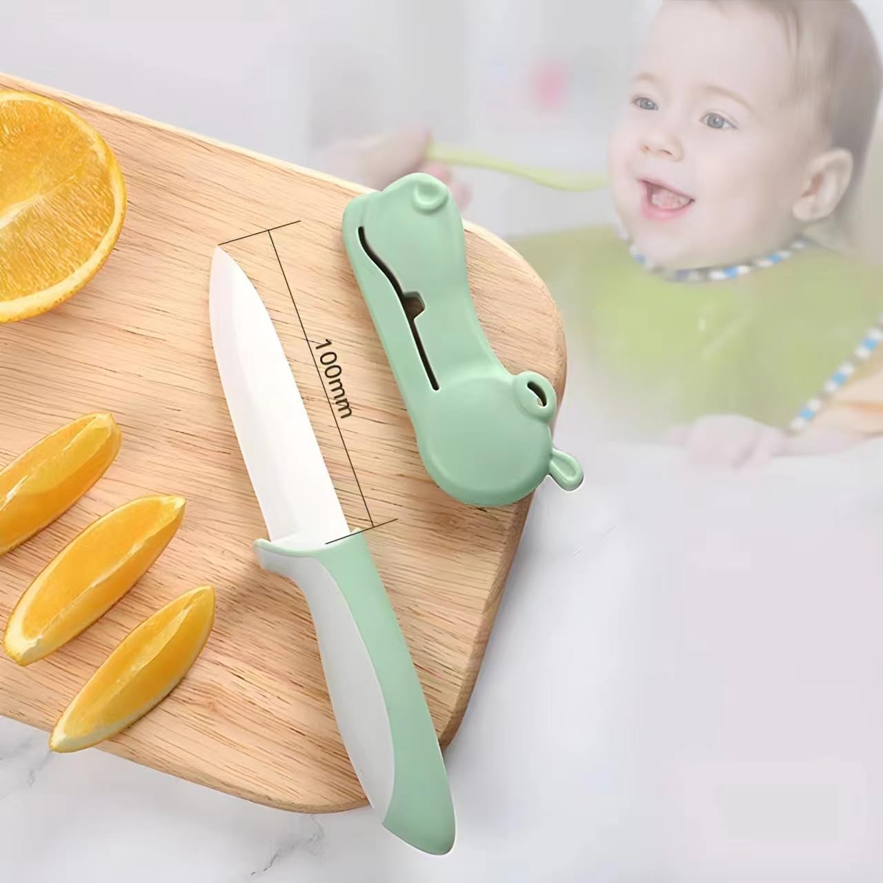 Cuchillo pelar cerámica 4pulg ergonómico con funda verde