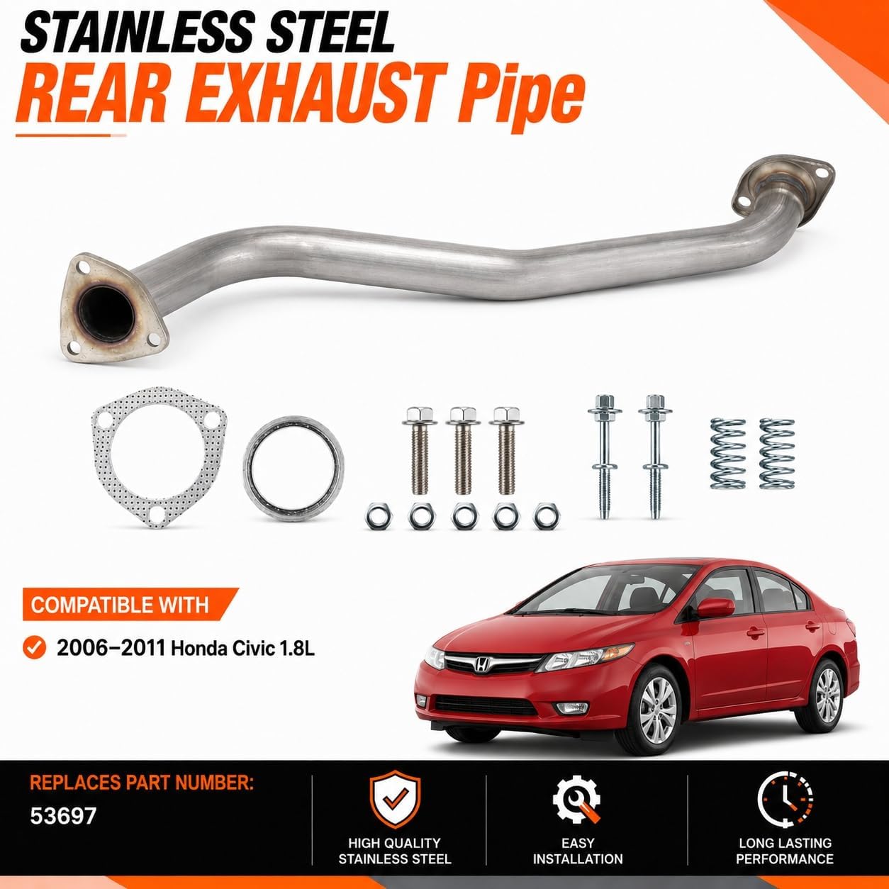 Tubo silenciador acero inox comp Honda Civic 1.8L 06-11