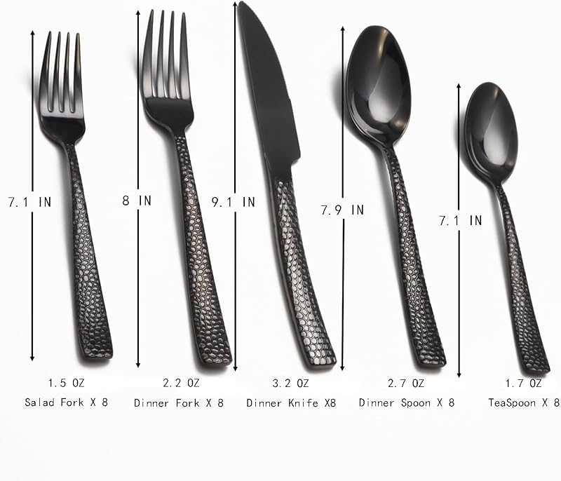 Set 40 Pzas Cubiertos Acero Inox Negro Grado Alimenticio