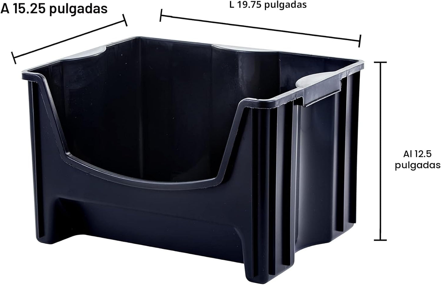 Contenedores apilables jumbo set 3 asas grandes
