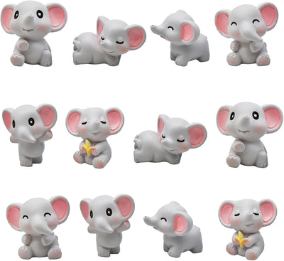 12 figuras elefantes resina decoración tartas terrario