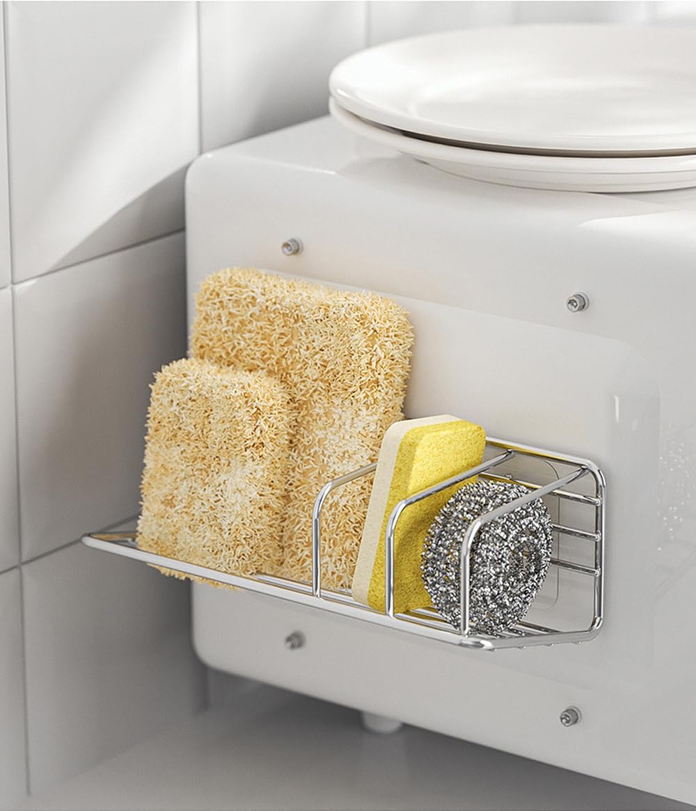 Soporte adhesivo esponja fregadero acero inox organizador
