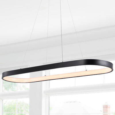Colgante LED hierro negro 38.75pulg moderno ovalado comedor