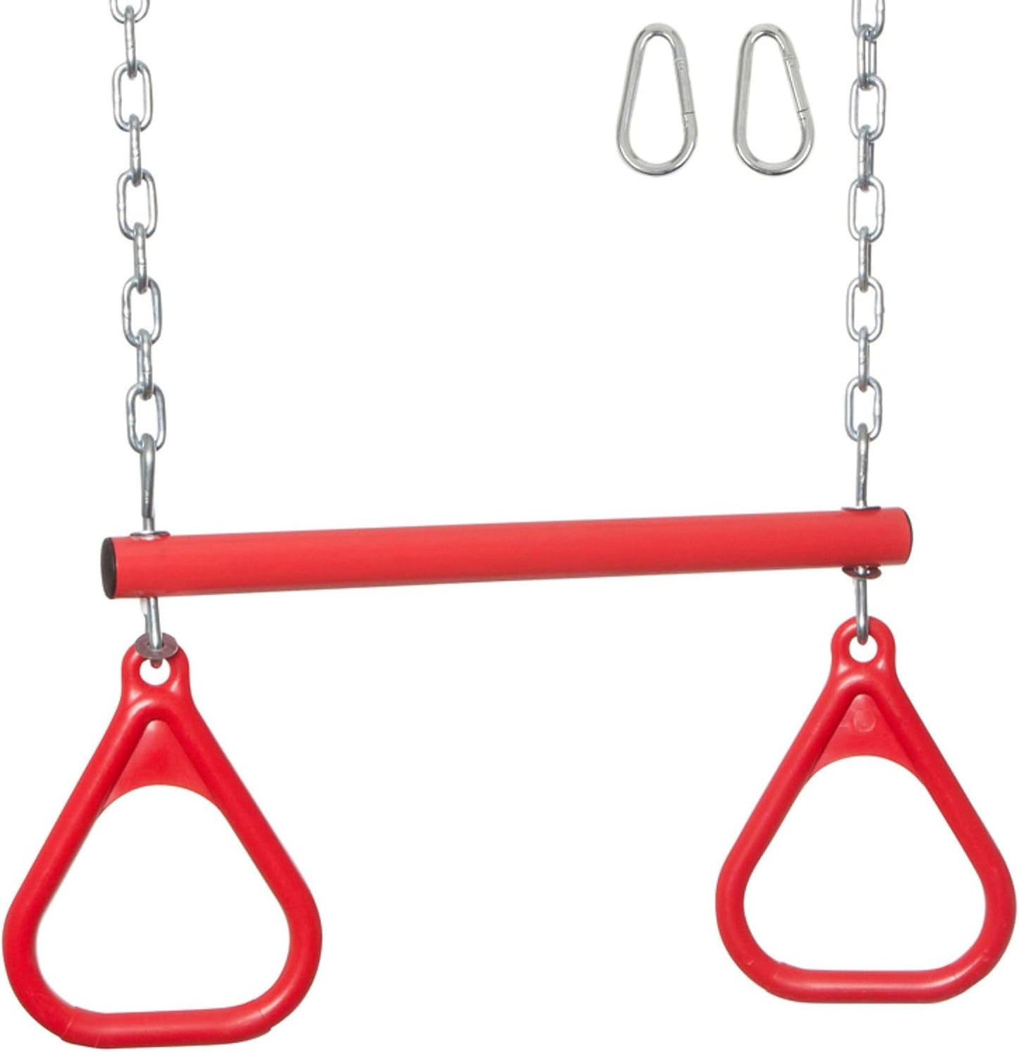 Trapecio Bar con anillos y cadena rojo parque infantil